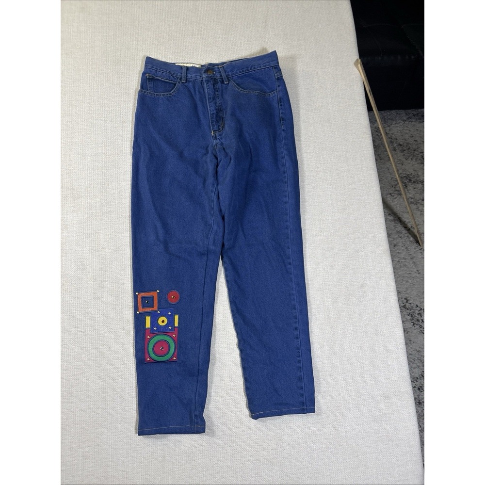 90s Tamarak Marie Womens Patchwork High Waist Straight Jeans Sz 12 Cotton⁠